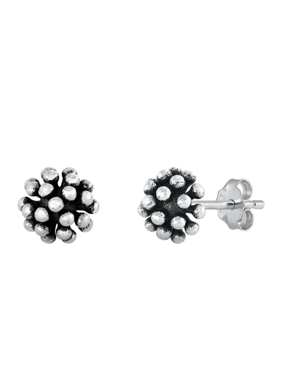 Sterling Silver Bali Beaded Cluster Stud Earrings 6.5mm